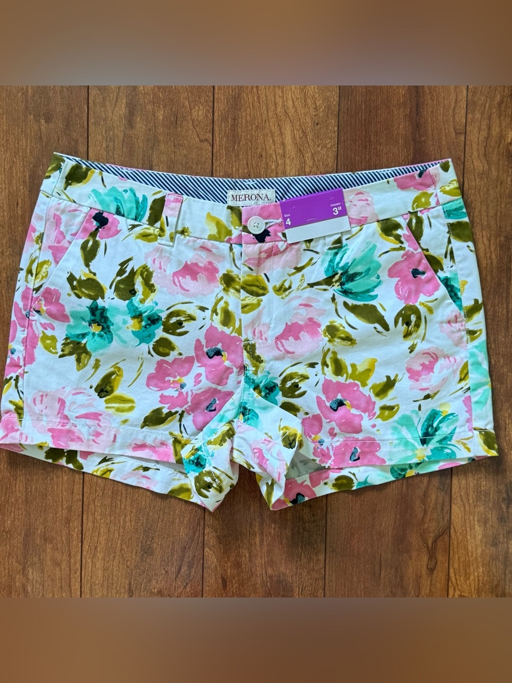 NWT Merona Floral 100% Cotton Shorts - Size 4